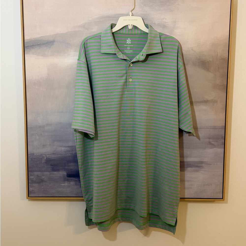 Turtleson Men's Striped‎ Golf Polo Performance Shirt